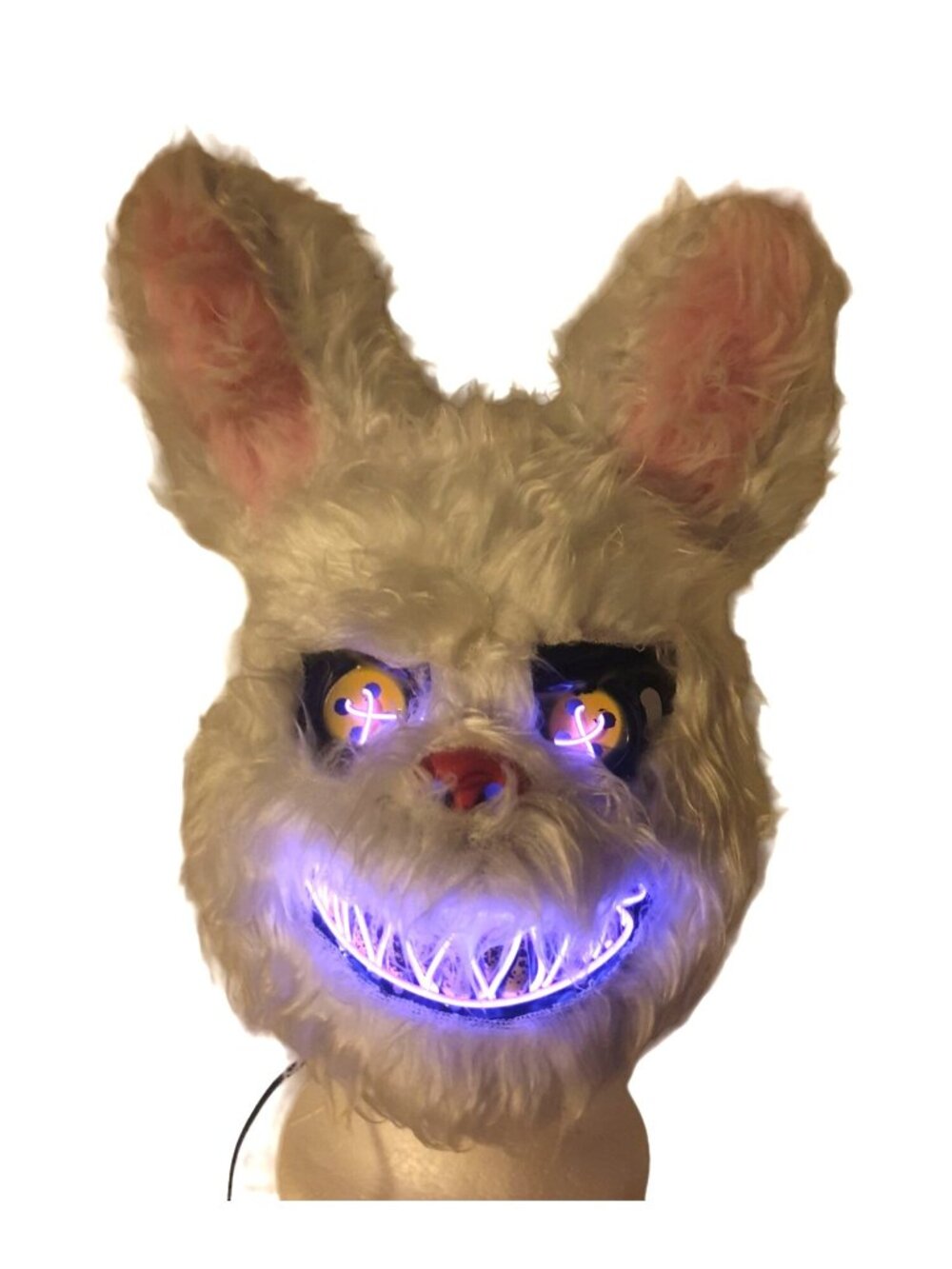 Light-Up Evil Bunny Mask Halloween Costume Cosplay Parties Glowing Eyes Teeth